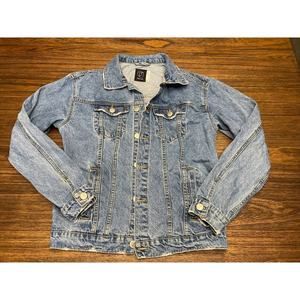 Original Use Men's Denim Blue Jean Jacket Distressed Size Small